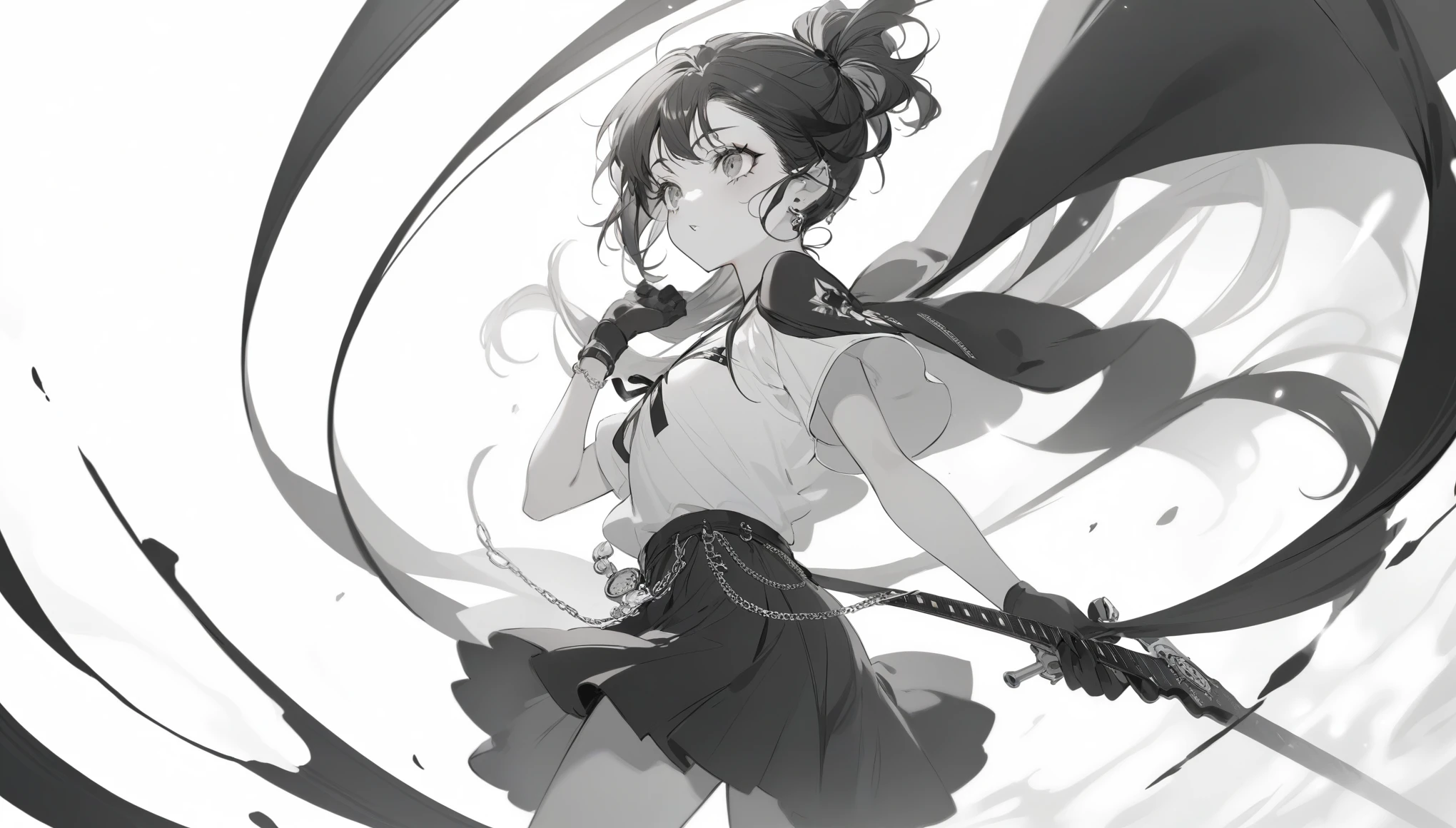 Black and white tones，s girl