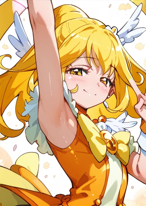 score 9, score 8 up, score 7 up, rating questionable,
detailed background, shiny skin,
curepeace, 
half-closed eyes, suggestive smile, armpit, blush,