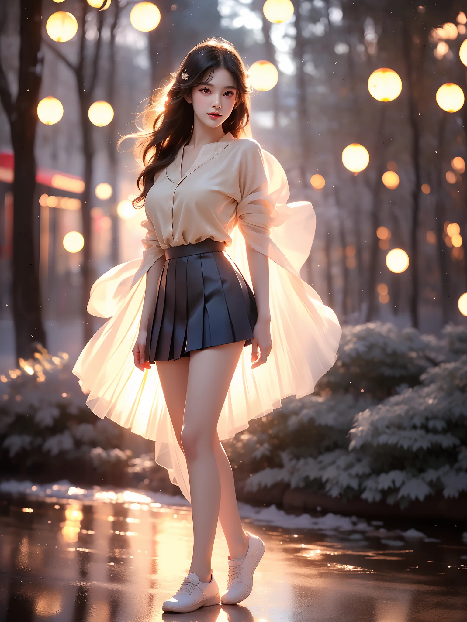 freya jkt48
girls
school uniform ,((full body)), (Asian beauty: 1.3), girl, solo, ((Pleated skirts, short skirts, , very short hemline)), (toned body: 1.2), (naturally large breasts: 1.1), (visible cleavage: 0.8), (smooth flawless skin: 1.2), (perfect anatomical proportions: 1.3), (anatomically correct legs: 1.3), (elegantly long legs: 1.3), 1.1) Hands gently lift the skirt, (detailed features: 1.2), (big bright eyes: 1.1), (long eyelashes: 1.1), charming smile, gentle and confident expression, Head slightly tilted, long flowing hair, (night scene: 1.1), (starry sky: 1.0), (space background: 0.9), (professional soft light: 1.2), (warm tone: 1.1), (Masterpiece: 1.4), (Super Detail: 1.3), (Sharp focus: 1.2), (Realistic: 1.2), (Hi-Fi: 1.1)