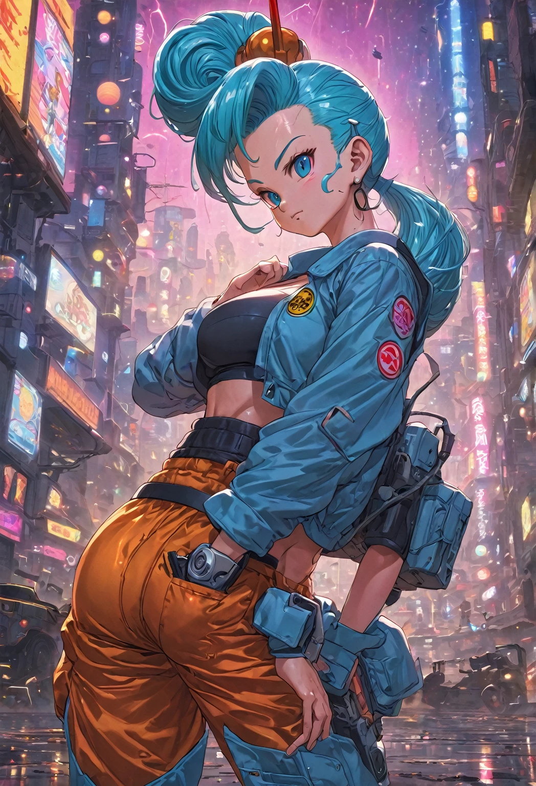 bulma, dragon ball, Cyberpunk Uniform, sexy pose