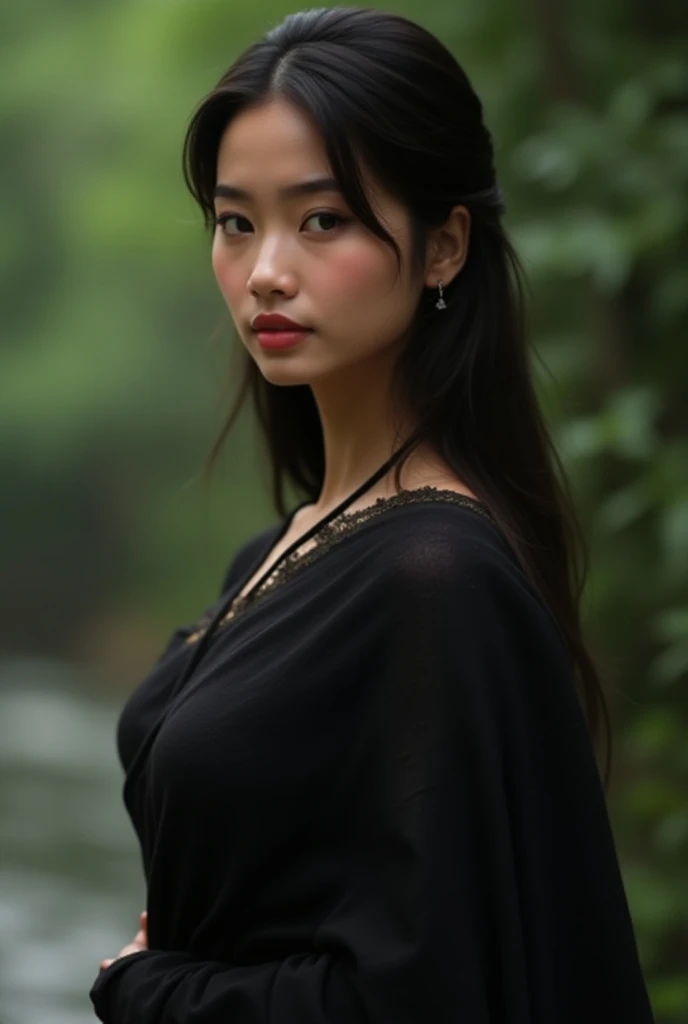 ethereal fantasy concept art of Photorealism <lora:JuliaNicksonSDXL-000009:1>, JuliaNicksonSDXL a thai woman in turtleneck traditional dress, in a vietnamese village, Photorealism, often for highly detailed representation, photographic accuracy, or visual illusion., magnificent, celestial, ethereal, painterly, epic, majestic, magical, fantasy art, cover art, dreamy