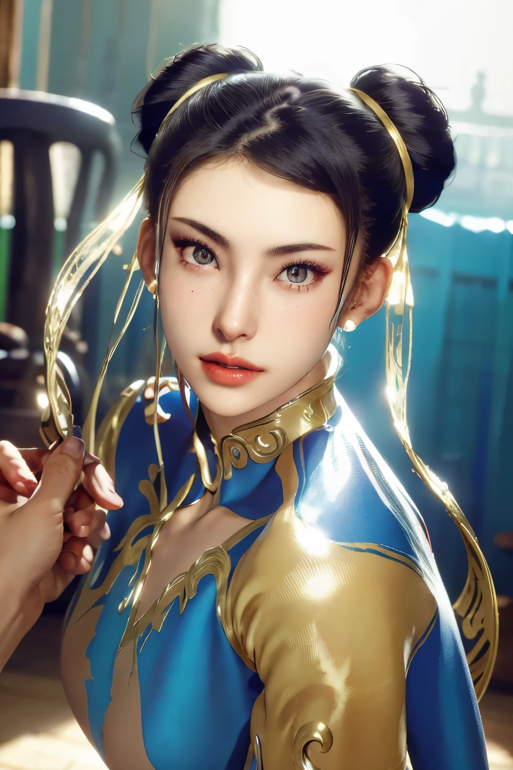 masterpiece, best quality, (extremely detailed CG unity 8k wallpaper, masterpiece, best quality, ultra-detailed, best shadow), (detailed background), (beautiful detailed face, beautiful detailed eyes), High contrast, (best illumination, an extremely delicate and beautiful),1girl,((colourful paint splashes on transparent background, dulux,)), ((caustic)), dynamic angle,beautiful detailed glow,full body, ,beautiful alluring anime woman, looking Chun-Li, , medium breast, show nipples, show vagina, open legs:1.5.