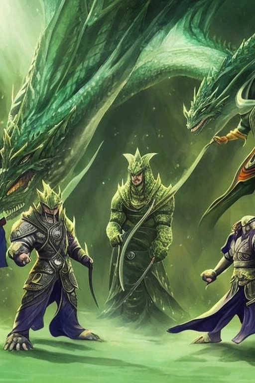 three green dragon with sunglasses and a white diaper are standing in a row, dragon-inspired cloth robes, as atlantean reptilian warriors, dragon - inspired suit, dragons, chinese dragon concept art, full body dragon concept, as an anthropomorphic dragon, ultraterrestrial dragons, by Adam Marczyński, dragon art, cgsociety 9