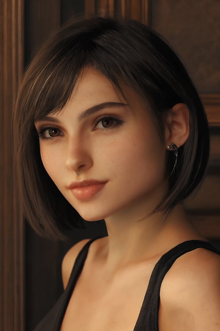 (photorealism:1.2), beautiful woman, bob cut, teen, black hair