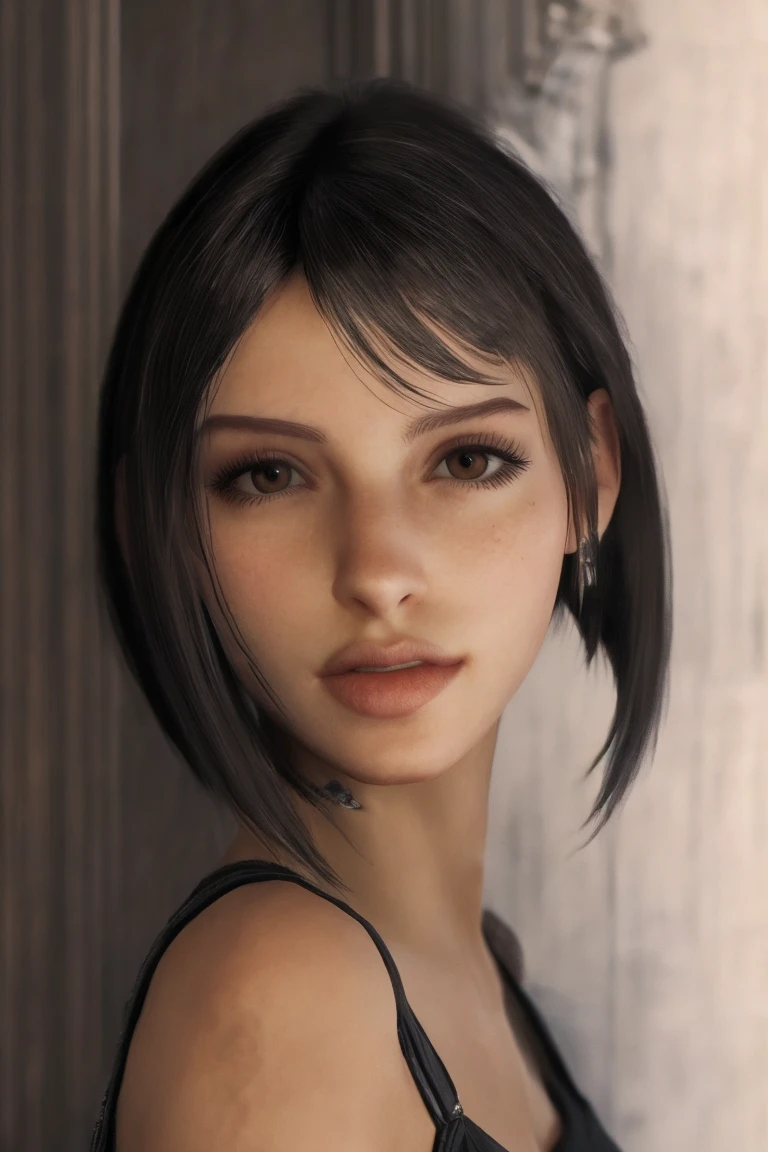 (photorealism:1.2), beautiful woman, bob cut, teen, black hair, photorealistic, tifa lockhart
