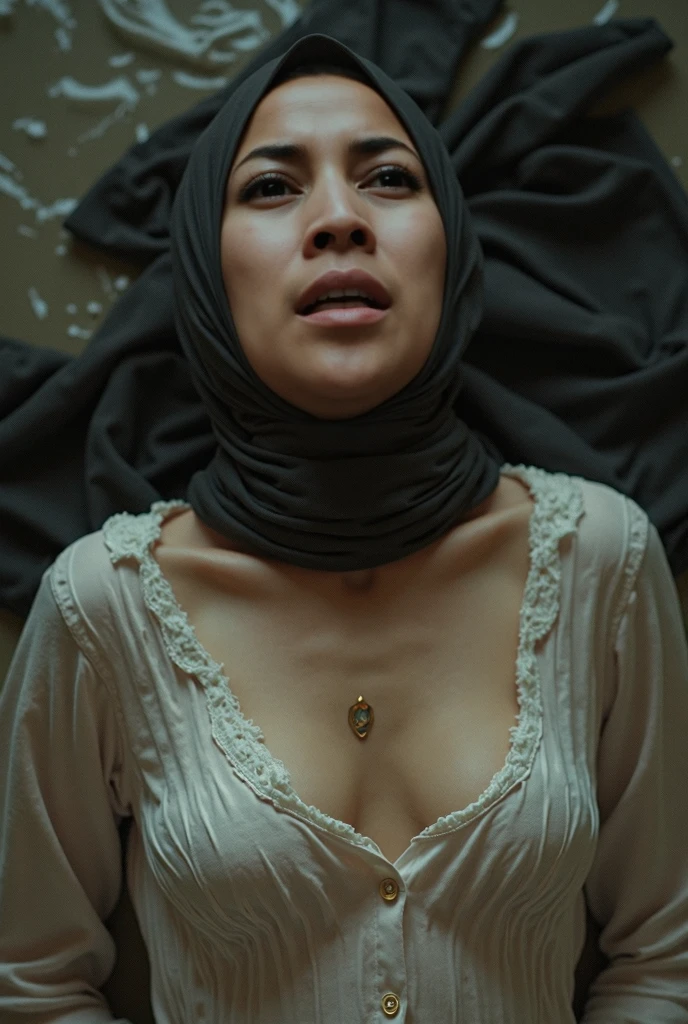 ((TINY THIN)), ((ANGRY FACE EXPRESSION :1.5)), ((ULTRA RESOLUTION)), ((UHD)), ((8K)), ((((HALF BODY PORTRAIT)))), ((HIJAB G-STRING & THONG)) ((NAKED WHITE)),