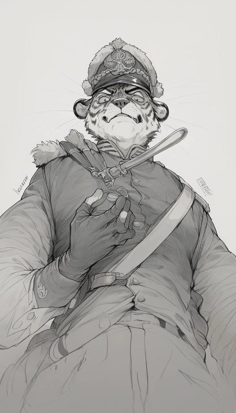 anthro furry military men, Low angle, long shoot, good face, The style of the artwork should resemble that of Jacques-Louis David, POV:stomping your face!