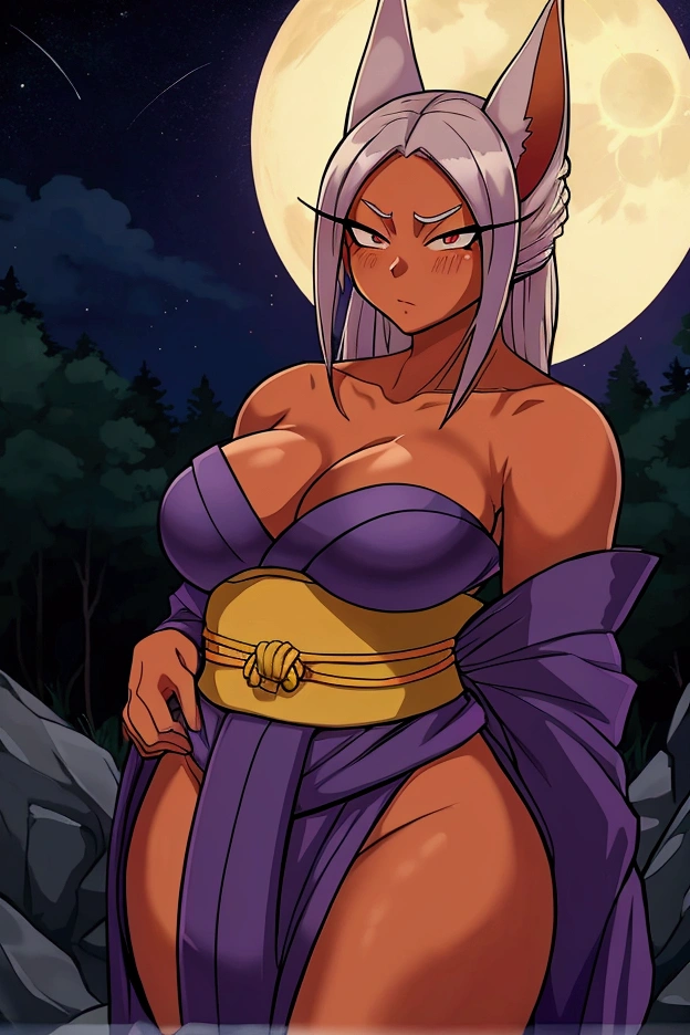 Perfect masterpiece, UHD QUALITY RESOLUTION WALLPAPER 8k extremely detailed CG unit, photorrealistic, offcial art, award-winning portrait, DYNAMIC PROFESSIONAL CINEMATIC LIGHTING, CRU photo, octane rendering, The most beautiful and sexiest demon goddess, oni horns, beautiful very long platinum white hair, bangs straight, vibrant red eye, Long, detailed lashes, blushful, pink lips pouting, shiny realistic skin, Super huge enormously gigantic boobs, cleavage showing, gigantic explosion of her kimono, curvy body type, full hips, wearing the most beautiful detailed kimono, tons of tattoos and piercings, squatting with your legs open, arching your back with your arms behind your head, in a sexy and seductive slutty pose, gazing at viewer, close up pov camera view from below, sexy facial expression, seductive and slutty, cherry blossoms blowing in the wind, in her room, Feudal Japan