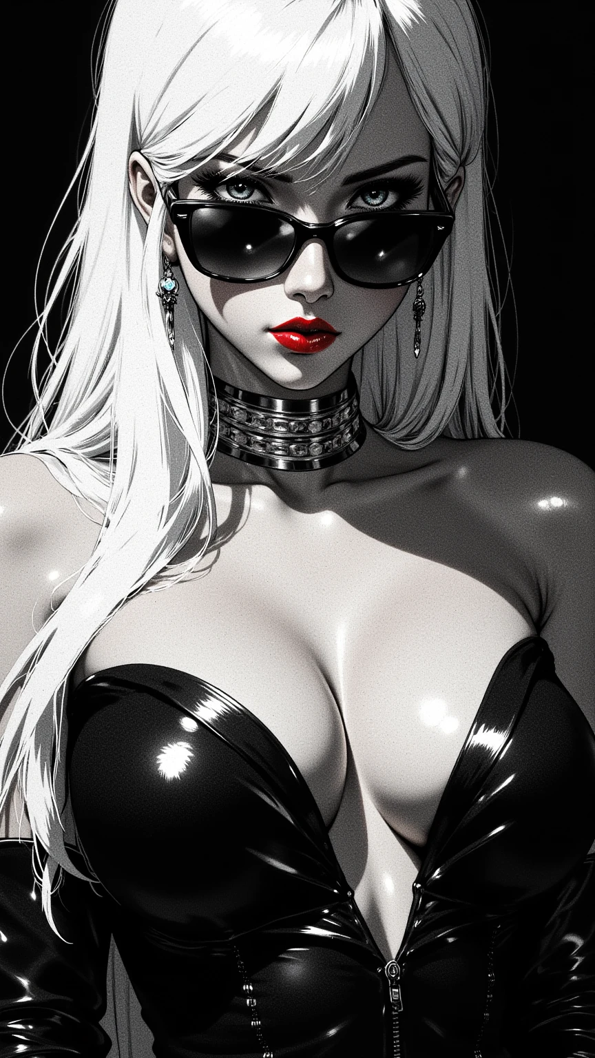 A black and white painting,A woman in a straitjacket is surrounded by rocks, black and white manga panel, black and white manga style, Black and white comics, striking manga artstyle, black and white manga page, 4k manga wallpapers, 《one-punch man》In the Tatsumaki, inspired by amano, scales covering her chest, monochrome artwork!!