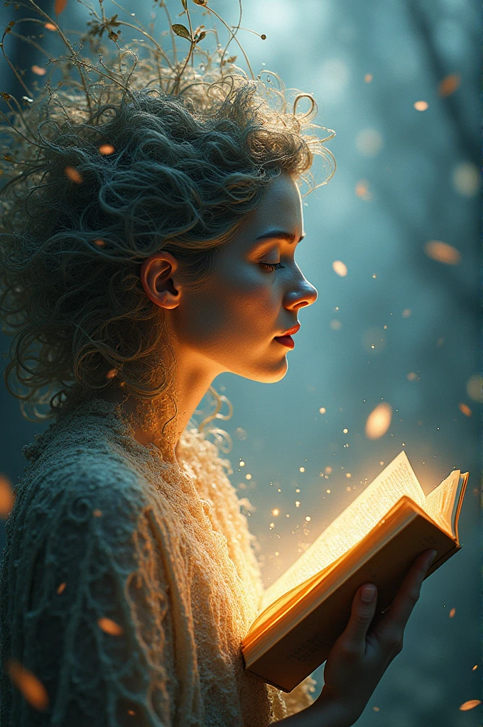 holistic and partial photo that show a book and fantasies im head of readers
