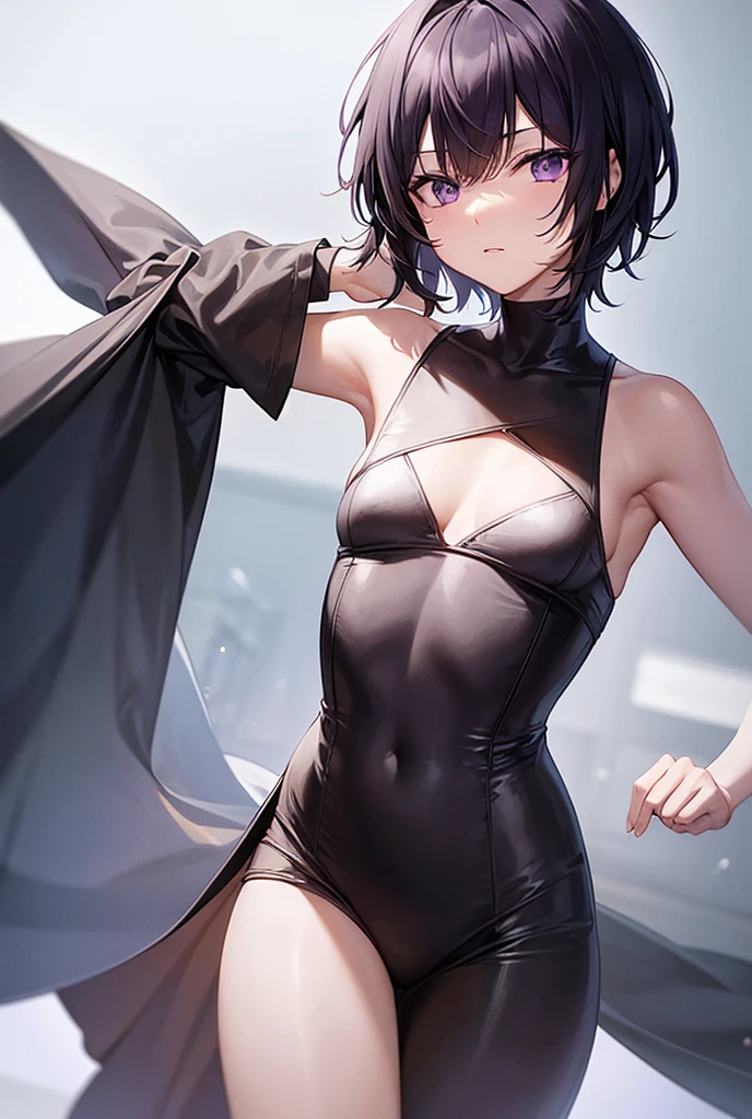 masterpiece, best quality,anime style, 1 girl,(((slender body))), (((small eyes))),(((black athlete suit))), (beautiful face), (((short hair))), (((straight hair))), ((((brown hair)))),detailed beautiful skin, (perfect hands, perfect anatomy),scream