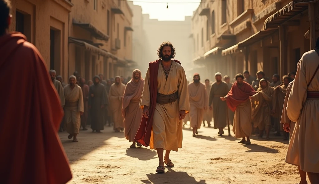 (Biblical masterpiece) Poor Hebrews, with a righteous African man Jesus, black, In the streets of mud houses in Jerusalem, fighting for their rights8K