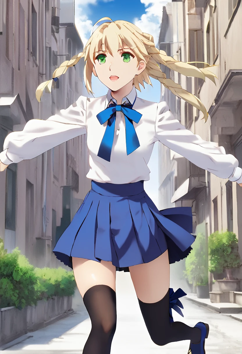 very aesthetic, best quality, amazing quality, ,curated, illustration, highly detailed , {{{saber}}}, artoria pendragon (fate) , ahoge, blonde hair, green eyes, hair between eyes, middle breasts, , braided bun, hair blue small bow, ,(white blouse, collared shirt, long sleeves), blue neck ribbon, (medium skirt, high-waist skirt, blue skirt, pleated skirt,) black pantyhose, ,simple background, white background, ,looking at viewer, straight-on, close to viewer,year 2023,Scat Girl, from behind , back viewing , Booty pose , ass focus , looking back , upskirt ,from below, on the ground, squat, wide spread legs , Poop comes out the anus, poop-stained inner thighs , Poop piled up underfoot , Poop in the hair, poop on the face , in a street , Seen by many people , Body covered with poop, defecate on the body, a lot of poop on the body, stuffed with poop, unclean, High quality, big areola, bent over, leaning forward , spread pussy , female , exposure, Dark armpit hair, Sensually, The sheen, ecstasy , embarrassed,shed tears , regrettable