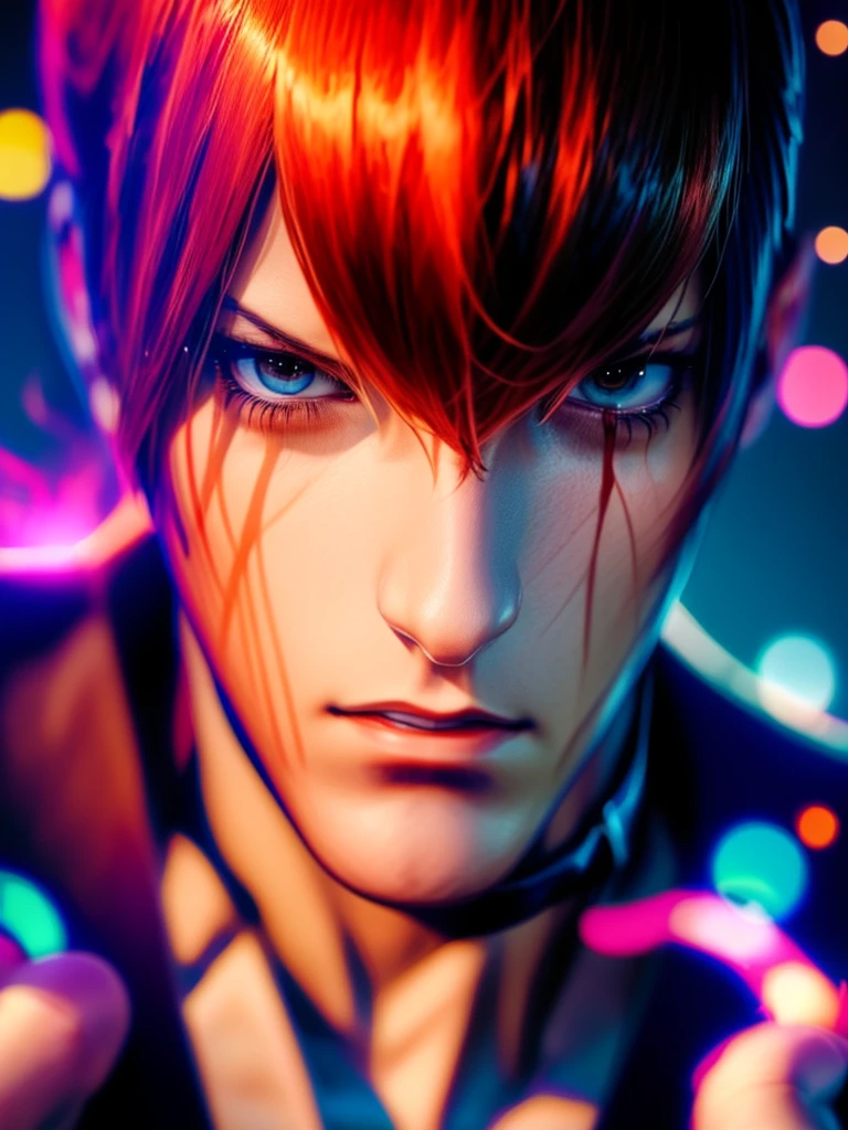 A hand is held like a cat, (Perfect details, masterpiece, Good details), (, Perfect eye details, Perfect anatomy details, (Iori Yagami, King of Fighters,), Iori Yagami, KOF, (original design :Yagami-an,),Perfect movement without errors, Perfect details without errors, Excellent anatomical details, Redhead,Sharp eyes, official art, 8k CG screen background, extremely detailed unit, perfect lighting, bright and colorful front lighting, glowing skin (masterpiece: 1.0), (best quality: 1.0), ultra high resolution, 4K, ultra detailed photography, 8k, HDR, high resolution, nonsense: 1.2,  Kodak Portra 400 , film grain , blurred background, bokeh: 1.2, lens flare, (vibrant_color: 1.2), professional photography, (beautiful_face: 1.5), (narrow waist)
