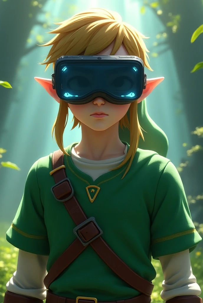 Can you generate an image of Zelda's link for me

 With virtual reality glasses on please
