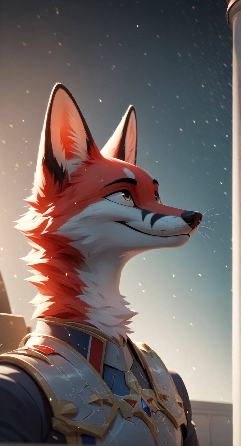 solo male, white fox, furry, smiling, red fur, Black fur stripe, netral, Traumatized face, dynamic lighting, illustration, beautiful, particles (high quality,4k,8k,highres,masterpiece:1.2), ultra-detailed, impressionistic:colorful,fullbody,sitting under a tree solo male, white fox, furry, happy, red fur, black fur stripe, neutral, injured face, dynamic lighting, illustration, beautiful, particles (high quality,4k,8k,high resolution,masterpiece), super detailed, impressionistic:colorful,