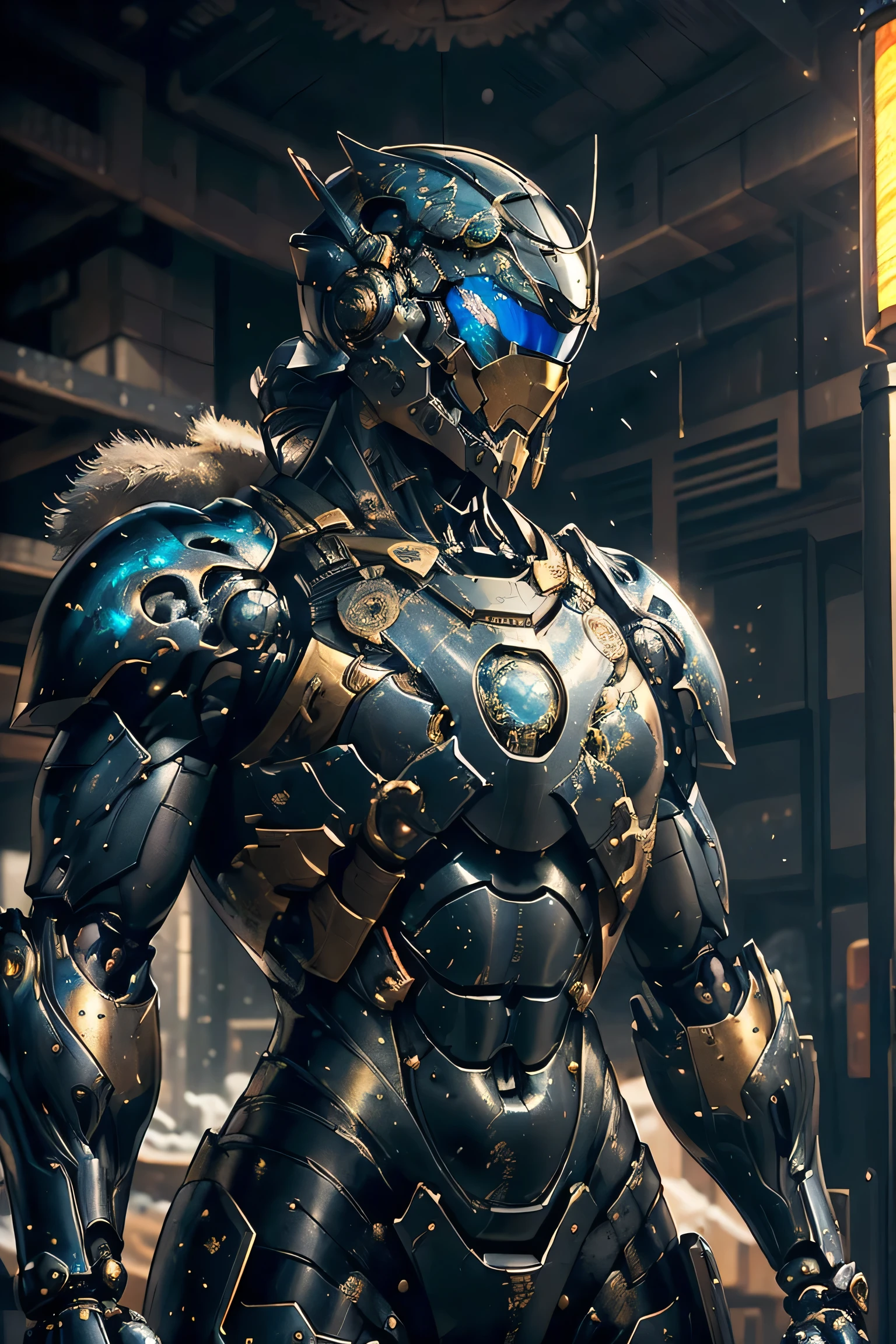 ((heavy duty iron plate armor)), (metallic: 1.5, black suit: 1.5, Machine parts are visible under the suit), (Japanese hero, whole body), (mech bodysuit with swords: 1.5), ((Swirling Cold Air : 1.5)), cyberpunk city, My eyes are shining brightly, Suit parts are large , Lots of LEDs, ( helmet with sharp antennas), Unreal Engine 5, High image quality,  best quality ,  Kampala, Super detailed, Fine painting,  extremely delicate , professional,  anatomically accurate , creativity, RAW Photos, 超 Kampala, 32K, Natural Light, Cinema Lighting, masterpiece-anatomy-perfect, masterpiece:1.5, ( portrait), (action pose), ((was a mecha)), (side view),  (close-up of above the chest)