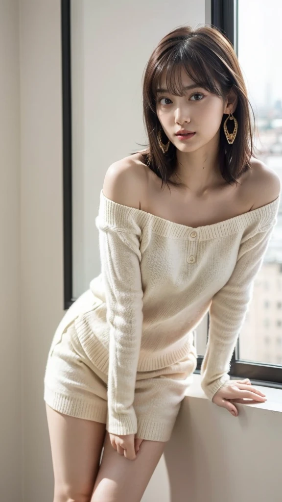 ((Best quality, 8K, Masterpiece:1.3, highres, Beautiful disrobed, norwegian girl)), Cute, Detailed face, Detailed skin, Detailed eyes, Detailed lips, Detailed fingers, Photorealistic, Raw photo, Natural lighting, perfect anatomy, double eyelid, moist lips, toned legs, (off-shoulder leather dress, braid hair, hair over one eye, black hair), looking at viewer, cyberpunk, bare shoulders, sitting, in messy toilet, peeing herself, close up