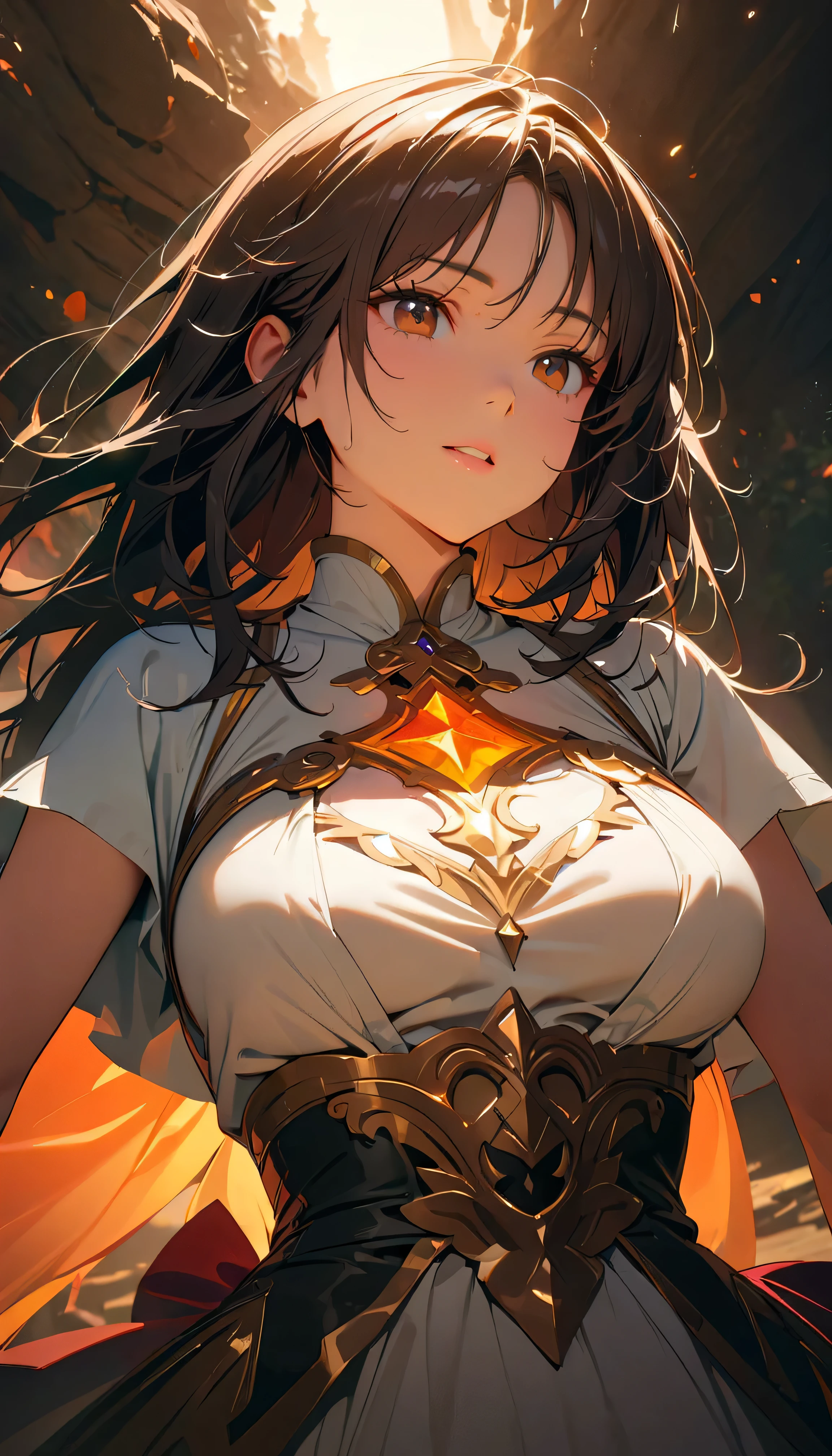 (Best Quality:1.2, very detailed , up to date, Vibrant, masterpiece:1.2, Best Quality, Best aesthetics), (( frontal upshot:1.4)), 8K Ultra HD, background blur, One Woman, 8k, very detailed , Beautiful Goddess, Backlight, Brown Eyes , ( best shadows ), absurd, (abyss), Beautiful sparkle, Mystical place, fantasy, alien world, In the Dark, Reflection of light, dynamic angle, dress, Black Hair, Dynamic Poses
