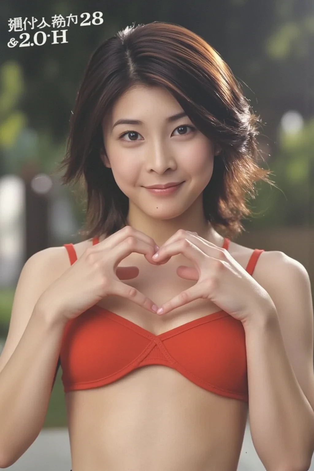 (She is posing with both hands firmly in the shape of a big heart and holding it in front of her chest with a smile:1.67), (masterpiece), (Best Quality), ( very detailed ), (One Girl), ( sexy bikinis:1.6),  in the center standing,  fashion model,  (Ultra Precise Human Body Structure   ,   best quality 、RAW Photos、8k、32K、masterpiece、Realistic、Realistic:1.37)、Cute Japanese women images、Photographed in natural light、 1 girl、Photo Mapping、   Physically Based Rendering   、Excellent image quality、  Kampala 、1080P、(Beautiful Face)、(Detailed description of the face)、((Detailed CG)、Rich details、(Detailed eyes)、 Delicate clavicle、 very realistic and detailed young woman 、  Beautiful skin、   soft light is reflected in the high part of the cheek、   small pores and hair follicles  、   even the smallest blood vessels are visible、The skin is smooth、natural flushing of cheeks 、Healthy glow、  The eyes are large and clear blue、  The iris has fine patterning、  with light reflecting and shining in the eyes 、  There is a slight shadow under the eye、  with long, naturally curly lashes 、 her lips are soft pink 、  smooth texture and natural shine 、   background is pale black and white gradation  、The focus is completely on the face 、Realistic shadows and textures、 photographic depiction 
