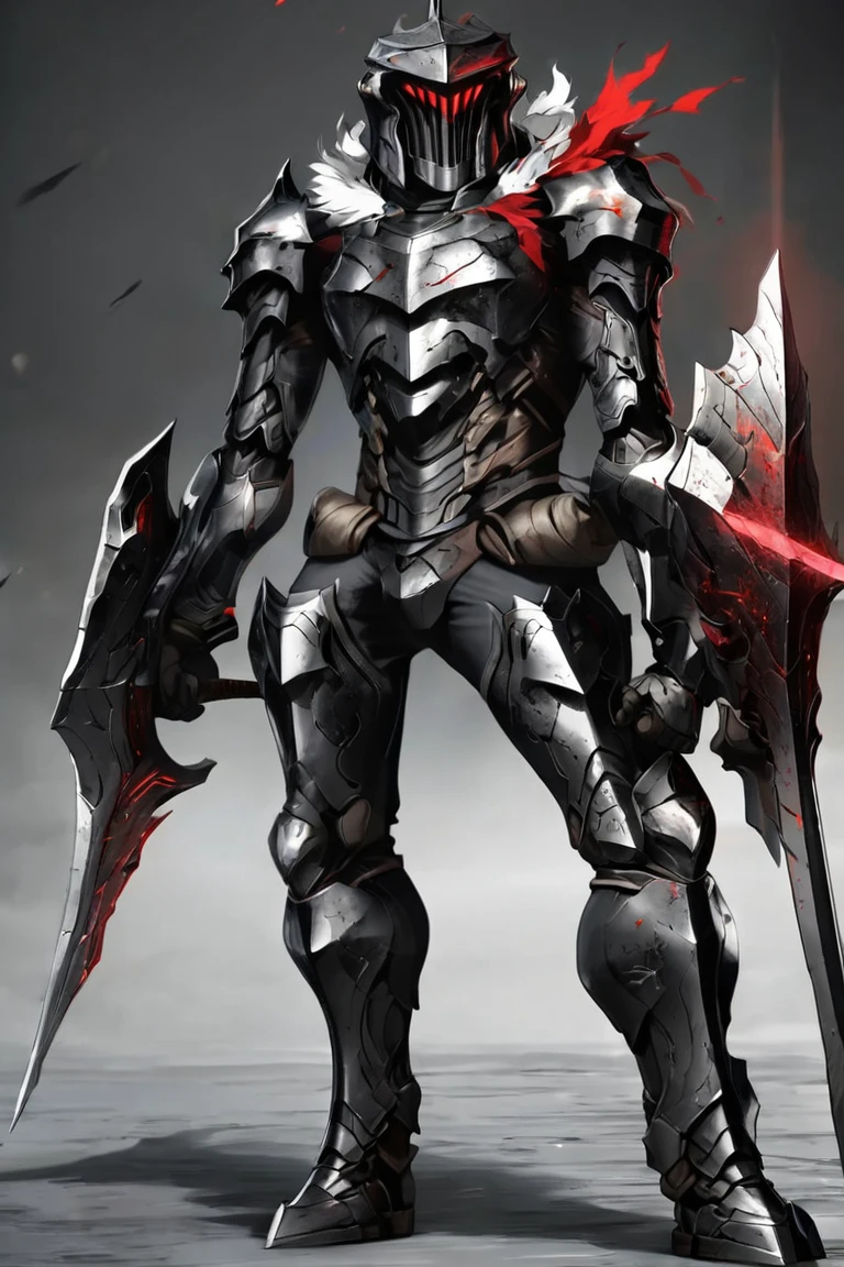  Armor Figure Holding a Sword Closeup ,  Light Black Armor ,  and smooth lacquered black metal armor ,  wearing smooth black armor , 狂战士骷髅骑士黑甲, Full body plate , Shiny Plate Armor ,  Knight in Plate Armor ,  Black Plated Armor ,  Dark Souls Armor Concept ,  scary full body heavy armor, Covered with full metal armor, Knight in armor, Wearing armor,  Red Glowing Eyes ,Fur collar, feather,Black cape , 
