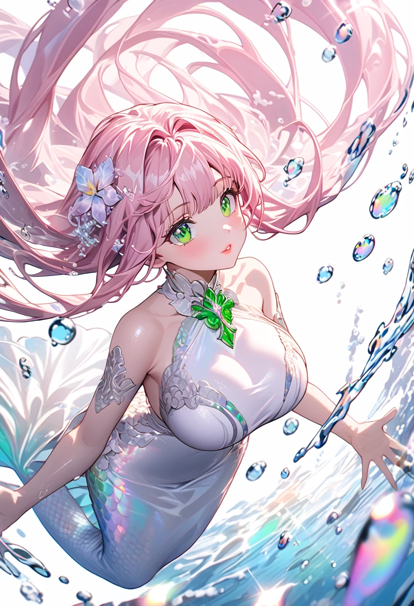 (best quality,4k,8k,highres,masterpiece:1.2),ultra-detailed,(realistic,photorealistic,photo-realistic:1.37),beautiful detailed eyes,beautiful detailed lips,extremely detailed eyes and face,long eyelashes,1girl,stalking,garden,slime girl,green skin,tentacle-like hair,curvy body,secretive smile,twinkling eyes,fashionable outfit,playful and mischievous expression,soft and bubbly texture,shimmering skin surface,floral background,ethereal lighting,expressive poses,subtle pink and purple palettes,translucent slime body,floating slime particles,subtle glow,delicate highlights and shadows,alluring presence,fantasy,whimsical,anime inspirations