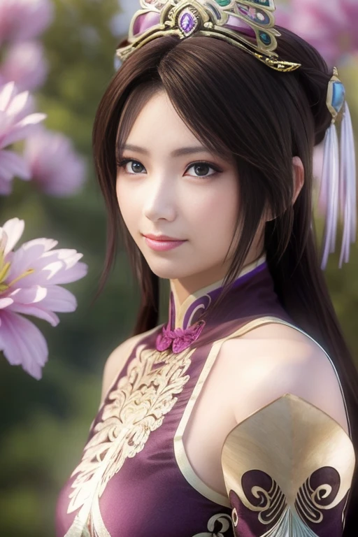 Diaochan of the Romance of the Three Kingdoms,masterpiece、field,lawn area,beautiful girl、fine eyes、puffy eyes、highest quality, 超High resolution, (reality: 1.4), movie lighting、Japanese、asian beauty、Korean、super beautiful、beautiful skin、(High resolution)、(8K)、(very detailed)、(fine eyes)、(Super detailed)、detailed face、bright lighting、professional lighting、diagonal bangster piece:1.4),(highest quality:1.4), (close one eye, tears, blushing:1.1),