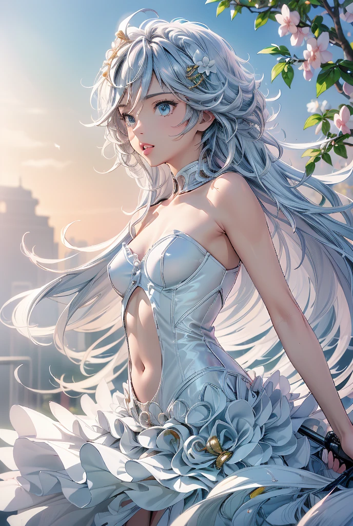 best quality:1.5), (ultra-detailed:1.5), (()), ((best quality)), (high resolution), (illustration), (an extremely delicate and beautiful), (ultra detailed beautiful face and eyes), 1girl, leaning forward sharp focus, ray tracing, 1girl, silky hair, multicolored hair, Whitehair(innercolorCherryblossom )background(sakura tree, day light), eye color(White pink, high definition,)inner eye (sakura),volumetric lightning, super_long_hair、have a weapon(katana)、naked looking_all(score_9:1.2), (score_8_up:1.2), (score_7_up:1.2),solo,Perfect anatomy,(one cute girl:1.3),(Line art:1.3),(Soft atmosphere:1.3),perfect anatomy,(A soft anime-style image capturing a delicate and ephemeral atmosphere),Enhance the anime screencap by adding a watercolor background, further elevating the dreamy and ethereal aesthetic. This scene, now rendered in 16k wallpaper resolution, merges the delicate beauty of the girl with pale skin and natural hair with a soft, lush watercolor landscape.The natural big breast  ,super intricately designed transparent super dress armor and her captivating eyes are set against a backdrop that mimics the fluid, blending colors of a watercolor painting, adding a layer of artistic depth and emotion. The perspective from above at a dutch angle, combined with the watercolor effect, creates a composition that feels like a floating, dream-like world, glowing aura around her are now part of a canvas that blends reality with imagination, inviting the viewer to step into a tranquil world of soft hues and poetic beauty, all encapsulated within a serene, BREAK,(best quality:1.3),(best masterpiece:1.3),(very aesthetic:1.2),(absurdres:1.2),newest,(intricate details:1.2),ai-generated,absurdres extremely detailed CG,depth of field,dynamic angle,dynamic pose、groin、
muscular female, fit, abs, leg muscles, arm muscle、