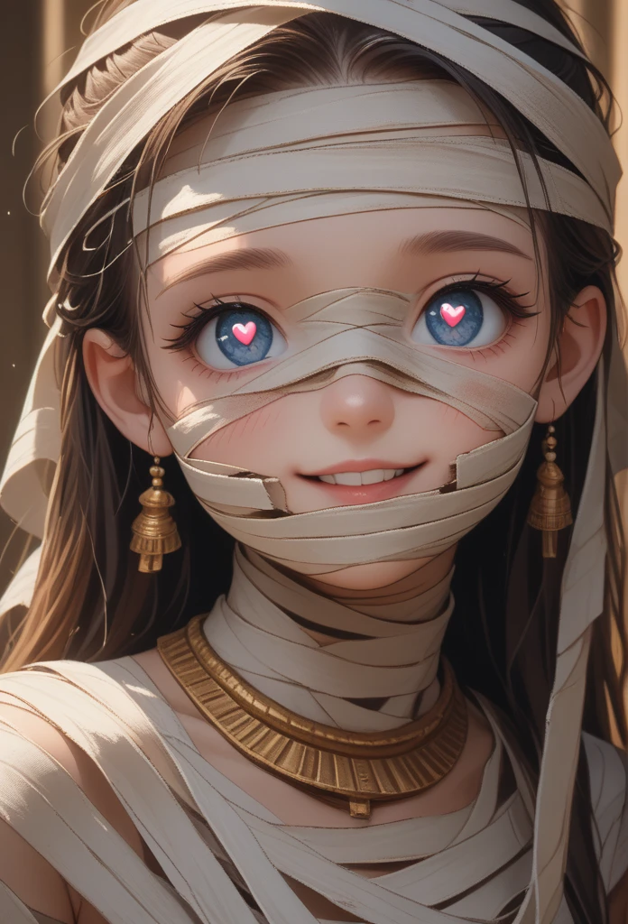 Best image quality (8k, High resolution, masterpiece: 1.2), Very detailed, Random Hairstyles, 18years woman, 

Extraordinary beautiful girl、Cute and beautiful face details、(Dealing with the ren_v1:0.008)、


score_9, score_8_upper, score_7_upper, 
 detailed skin texture 、

mummy




,Active stop temporarily ,
On her side、The thunder danced。
Focus on the upper waist:1.5


, Random cute poses ,Big eyes ,Puffy eyes ,  Heart pupil, blush  , Big shy smile , 
, Anatomically correct,