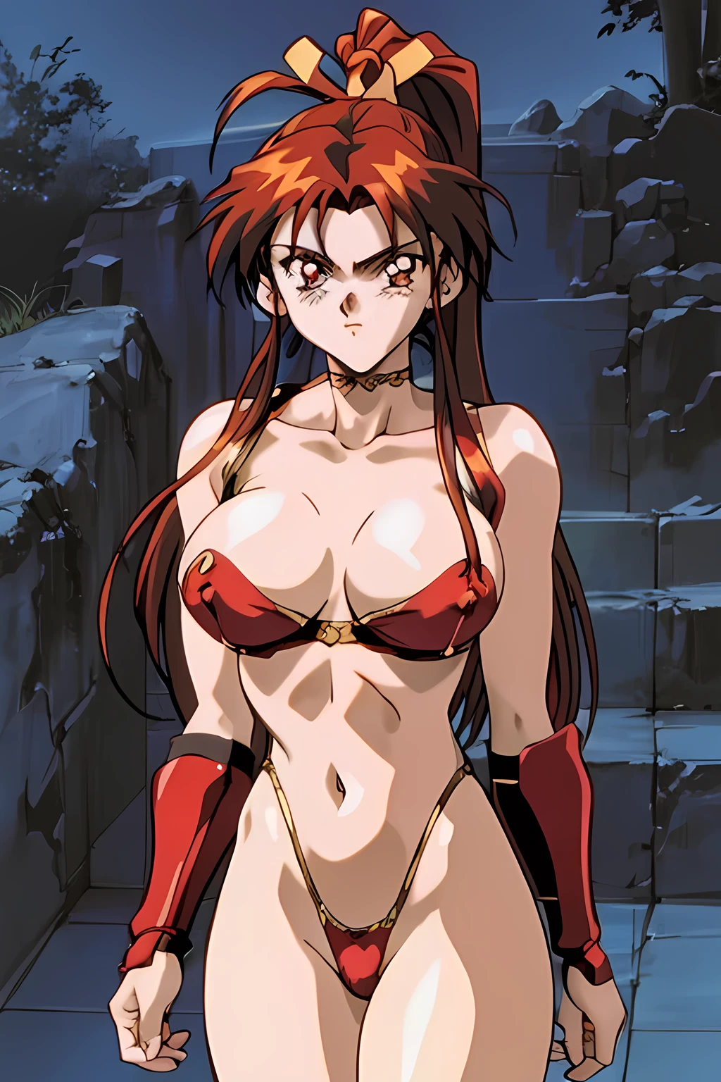 masterpiece, best quality, anime 1990s \(style\, armor, brave warrior, dominant, seductive, 