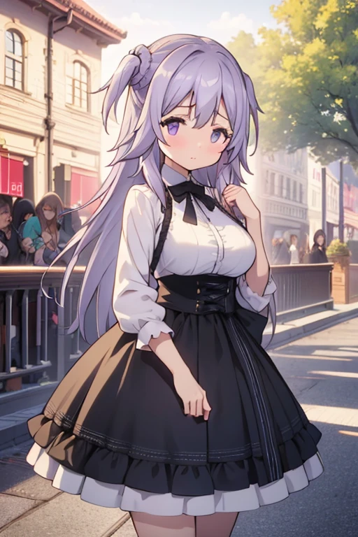 
((Best Quality)), ((masterpiece)), ( Details), 1girl,  sexy、(nsfw),Porn Image、 (((ultra high res))), (((8k))), ((best quality)), (masterpiece), beautiful, ((illustration)), (((insanely detailed))), dutch angle、Purple Hair, Long Hair, Hair between the eyes, two side up,  purple eyes, Large Breasts、Short、 petite girl、Dark Eyes,(good anatomy:1.2), beautiful eyes, Eye on the details、Outdoor、garden、 girly fashion 、skirt with lots of frills