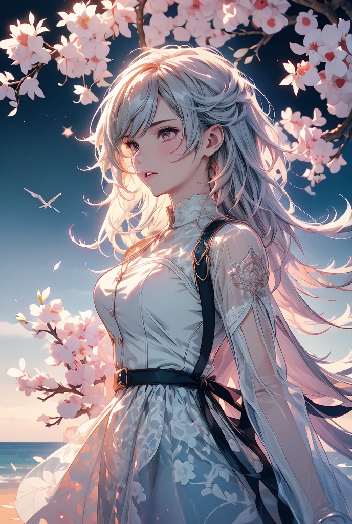 best quality:1.5), (ultra-detailed:1.5), (()), ((best quality)), (high resolution), (illustration), (an extremely delicate and beautiful), (ultra detailed beautiful face and eyes), 1girl, leaning forward sharp focus, ray tracing, 1girl, silky hair, multicolored hair, Whitehair(innercolorCherryblossom )background(sakura tree, day light), eye color(White pink, high definition,)inner eye (sakura),volumetric lightning, super_long_hair、have a weapon(katana)、naked looking_all(score_9:1.2), (score_8_up:1.2), (score_7_up:1.2),solo,Perfect anatomy,(one cute girl:1.3),(Line art:1.3),(Soft atmosphere:1.3),perfect anatomy,(A soft anime-style image capturing a delicate and ephemeral atmosphere),Enhance the anime screencap by adding a watercolor background, further elevating the dreamy and ethereal aesthetic. This scene, now rendered in 16k wallpaper resolution, merges the delicate beauty of the girl with pale skin and natural hair with a soft, lush watercolor landscape.The natural big breast  ,super intricately designed transparent super dress armor and her captivating eyes are set against a backdrop that mimics the fluid, blending colors of a watercolor painting, adding a layer of artistic depth and emotion. The perspective from above at a dutch angle, combined with the watercolor effect, creates a composition that feels like a floating, dream-like world, glowing aura around her are now part of a canvas that blends reality with imagination, inviting the viewer to step into a tranquil world of soft hues and poetic beauty, all encapsulated within a serene, BREAK,(best quality:1.3),(best masterpiece:1.3),(very aesthetic:1.2),(absurdres:1.2),newest,(intricate details:1.2),ai-generated,absurdres extremely detailed CG,depth of field,dynamic angle,dynamic pose、groin、
muscular female, fit, abs, leg muscles, arm muscle、