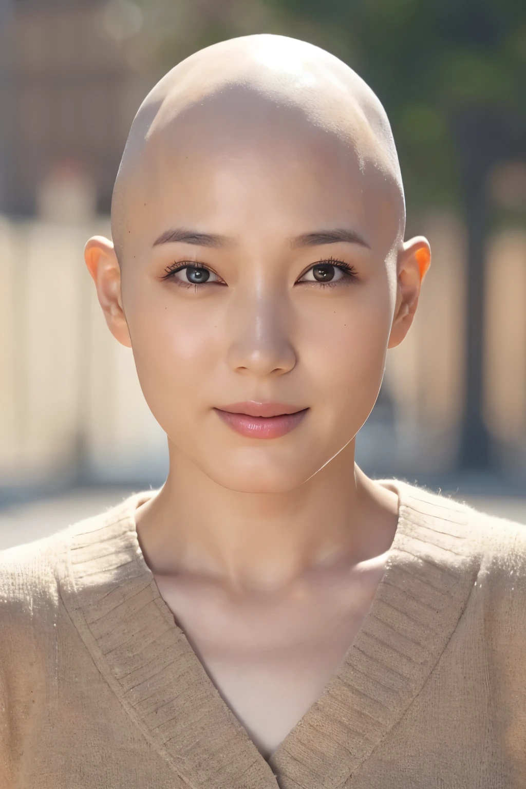 ID photo,ID photo,ID photo,front view,(Realism:1.4),Japanese female new recruits,Intricate details,Anatomical basis,Depicted in detail,A detailed face,Realistic skin texture,Vivid details,Perfect Anatomy,Perfect Anatomy,Anatomically correct hand,Anatomically correct fingers,Japanese Beauty star,pose(standing),Simple background,A body that makes you want to touch it,foxy make up,The most beautiful stars,intelligent and beautiful star model,(chin is thin),Detailed eyes,Forehead,bald head(No hair),Forehead,bald head(No hair),Forehead,bald head(No hair),Bright lighting,Bright lighting,Bright lighting,front view,