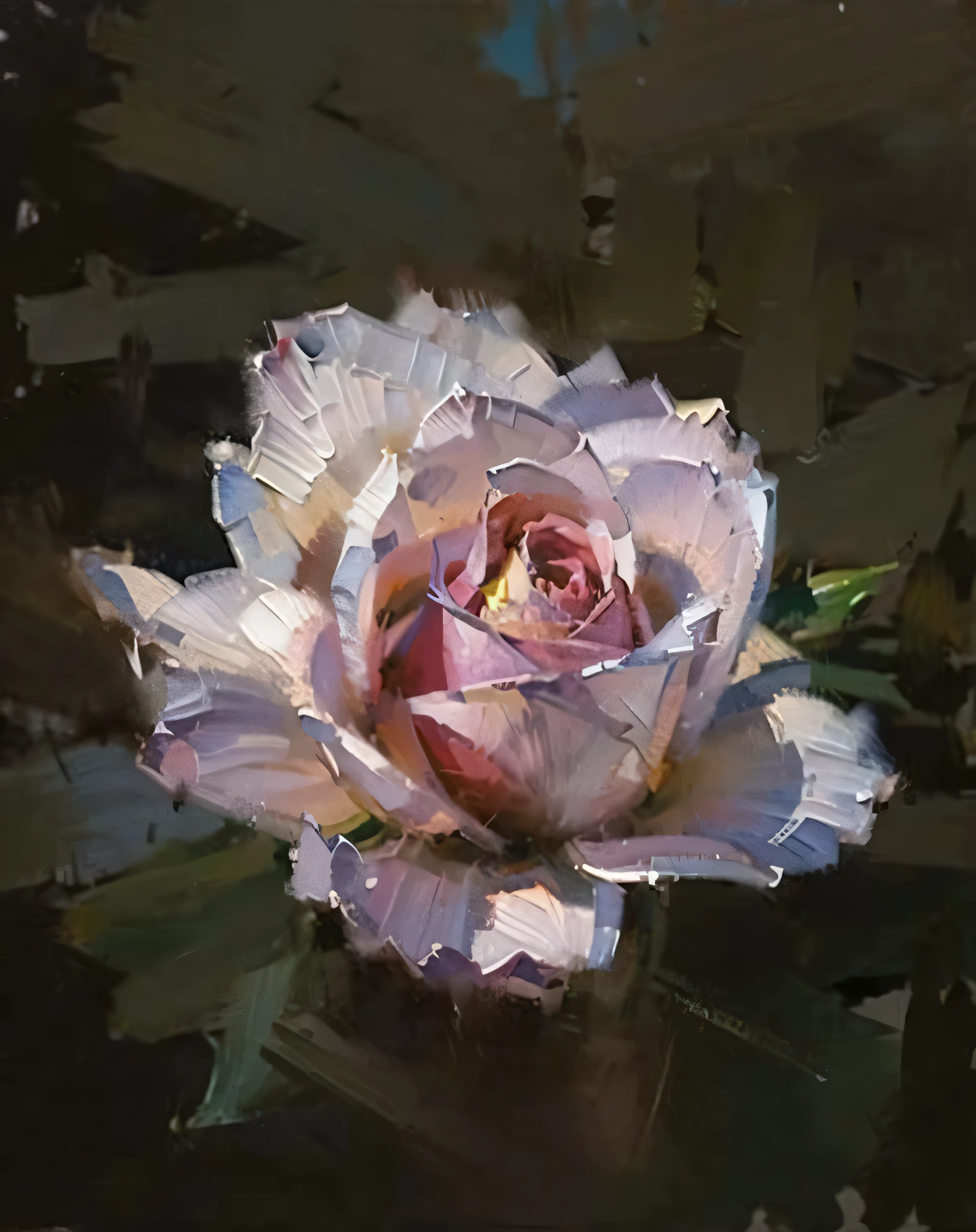 Impressionist Oil painting style,Floral still life,close up,Rose, A sense of relaxation and healing,Simplified shapes and bright colors,(Oil painting style,Oil painting brush strokes:1.4)Create a modern romantic style, uses large blocks of color and clean lines to express summer elements,masterpiece,HD,8k,Supene – Sunlight, simple background,masterpiece, artwork, detailed,