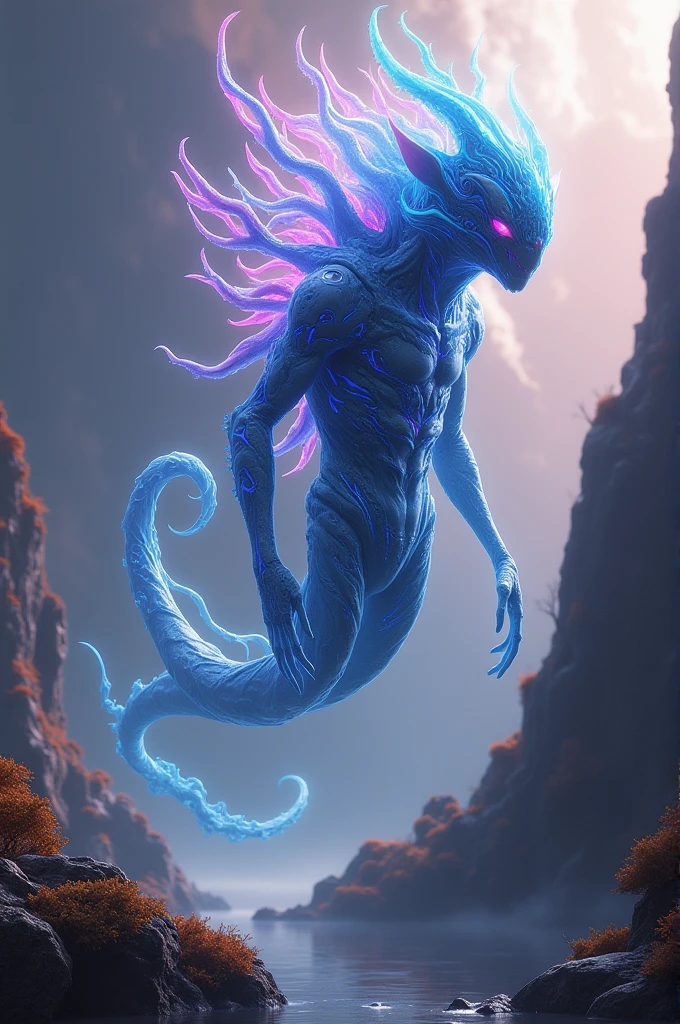 Translucent ethereal alien creatures,中景 the scene is,Full body like, highly detailed surreal vfx,oc rendered,Shot with 70 mm - AR 16:9 --q 2 --s 1000