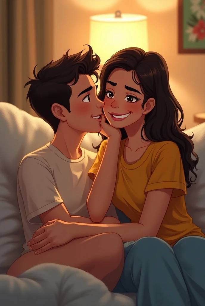 the boy press the her girlfriend breast