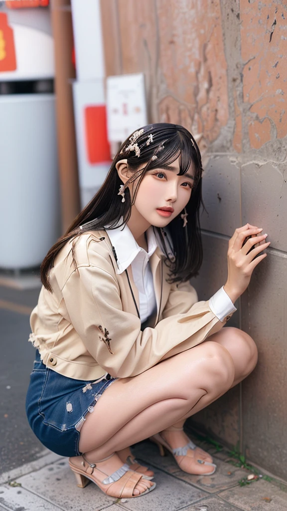 /quality
(masterpiece,best quality, Kampala,高quality,Realistic)

/HairstyleStraight Hair

/Clothes
(  Pencil Skirt ,Job interview suit,blouse, jacket, torn pantyhose:1.5, earrings with cups)

/Sitting Crouching,sit
Leaning against the wall,
 feet :1.5

(Ahegao, orgasm ,vapor:1.5,Wish:1.5),

/Other Crowds:1.5, white skin,Feet Focus,Leaning against the wall,male,Hand:1.5, Knight , roadside,Identification card,White Chocolate:1.5