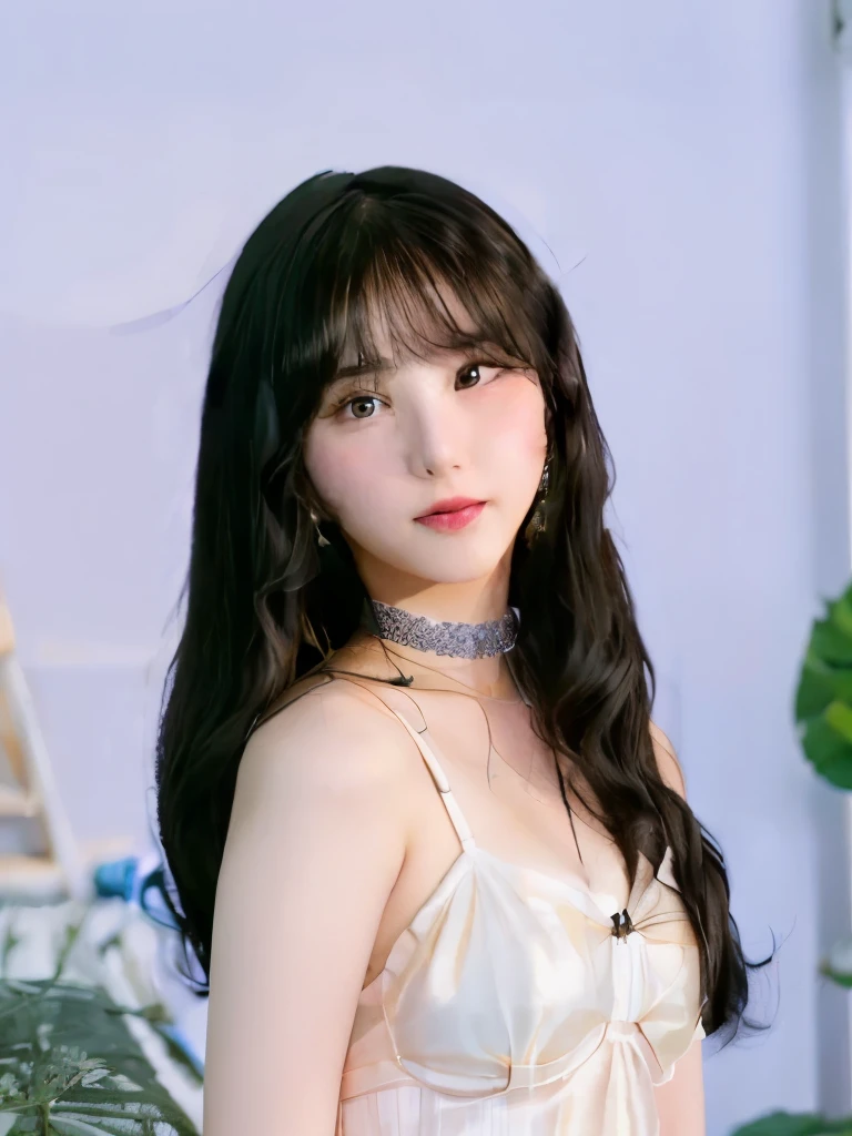 eunha in bikini, choker, long hair, hair bangs, smiling,

 rim lighting, two tone lighting, dimly lit, low key,

hyper realistic lifelike texture dramatic lighting unrealengine trending on artstation,award winning photo,nikon RAW photo,8 k,Fujifilm XT3,masterpiece, best quality, realistic, photorealistic,ultra detailed,extremely detailed face, 

 