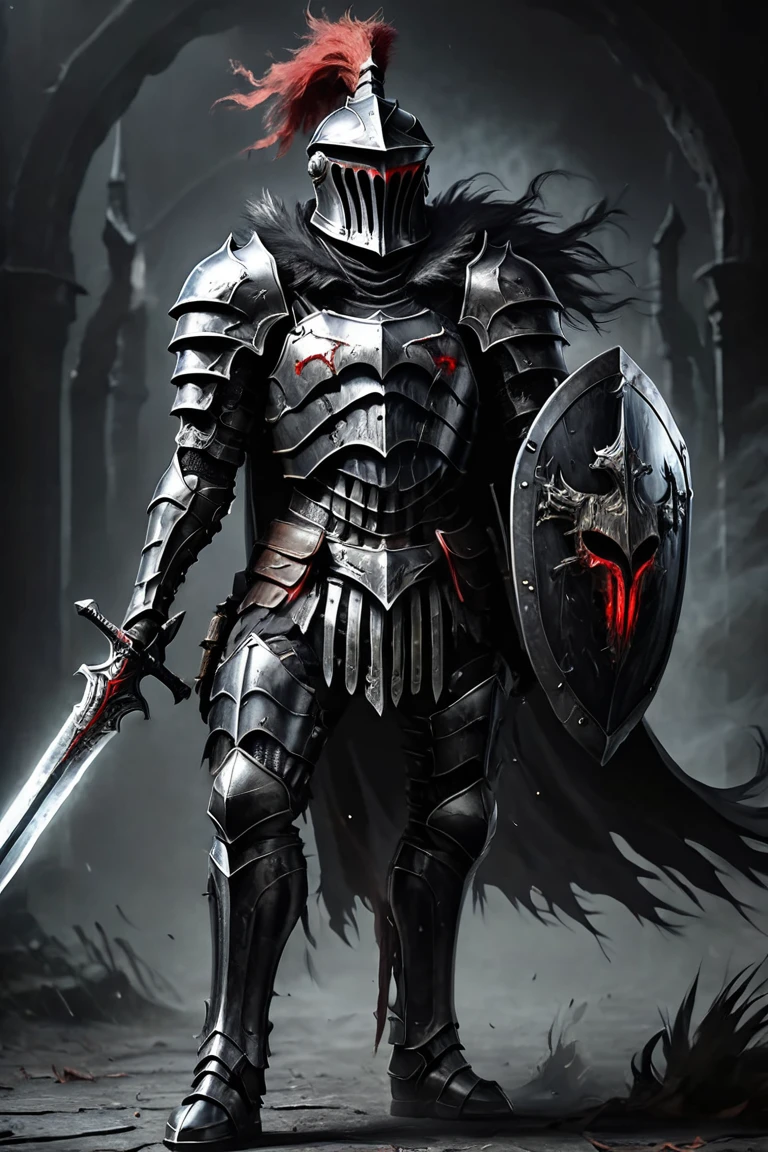  armored characters holding swords and shields,  Light Black Armor ,  and smooth lacquered black metal armor ,  wearing smooth black armor , 狂战士骷髅骑士黑甲, Full body plate , Shiny Plate Armor ,  Knight in Plate Armor ,  Black Plated Armor ,  Dark Souls Armor Concept ,  scary full body heavy armor, Covered with full metal armor, Knight in armor, Wearing armor,  Red Glowing Eyes ,Fur collar, feather,Black cape , riding dark Skeleton Horses , Closeup with Skeleton Soldiers 
