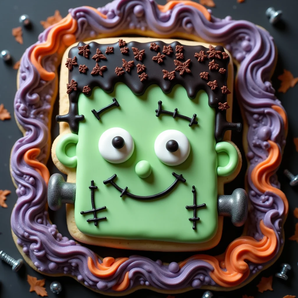 (masterpiece, best quality:1.2), icing cookie, Halloween, Frankenstein, icon