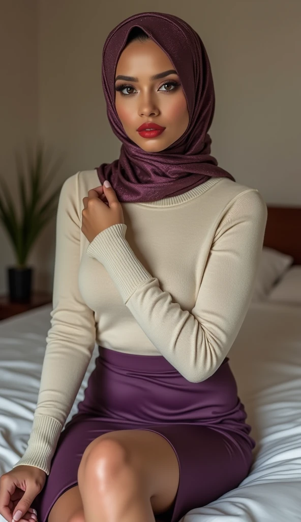 Tall,sexy thigh, Stylish big breast women in sexy hijab style