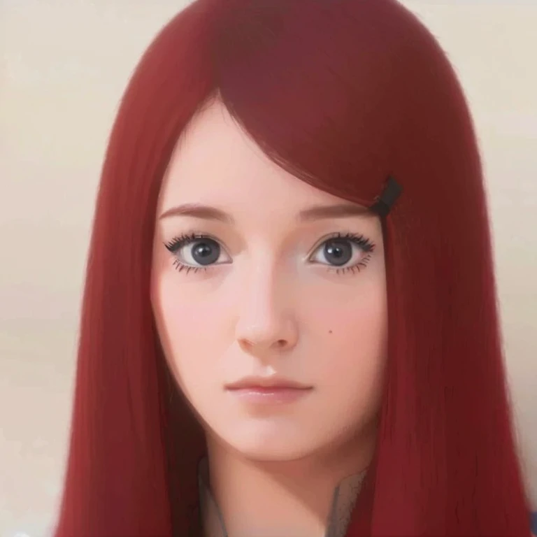 A young woman(perfecta) ,of Asian origin(beautiful,elegant) and northern Europe(perfecta), Red hair,slightly violet eyes,  Japanese clothing, square hair clip, Round pupils,rostro(beautiful),  High level of detail ,  Just looking at the spectator, (realistic:1.4),(:1.0),  masterpiece , 8k pixels,The best quality, Red hair  High level of detail  8k pixels.