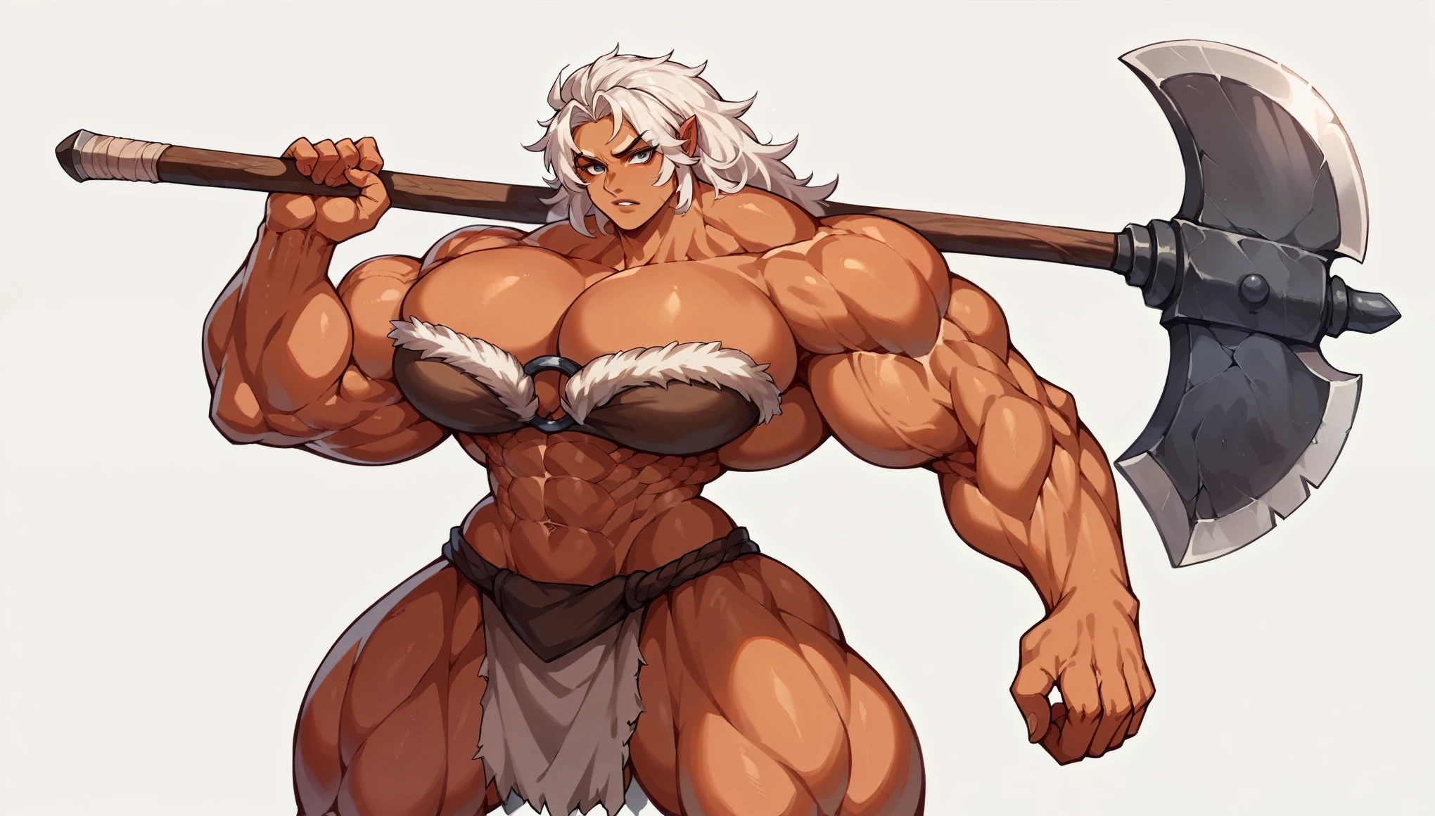 Yamato femboy, gigantic muscular body, 4 arms, full body.
