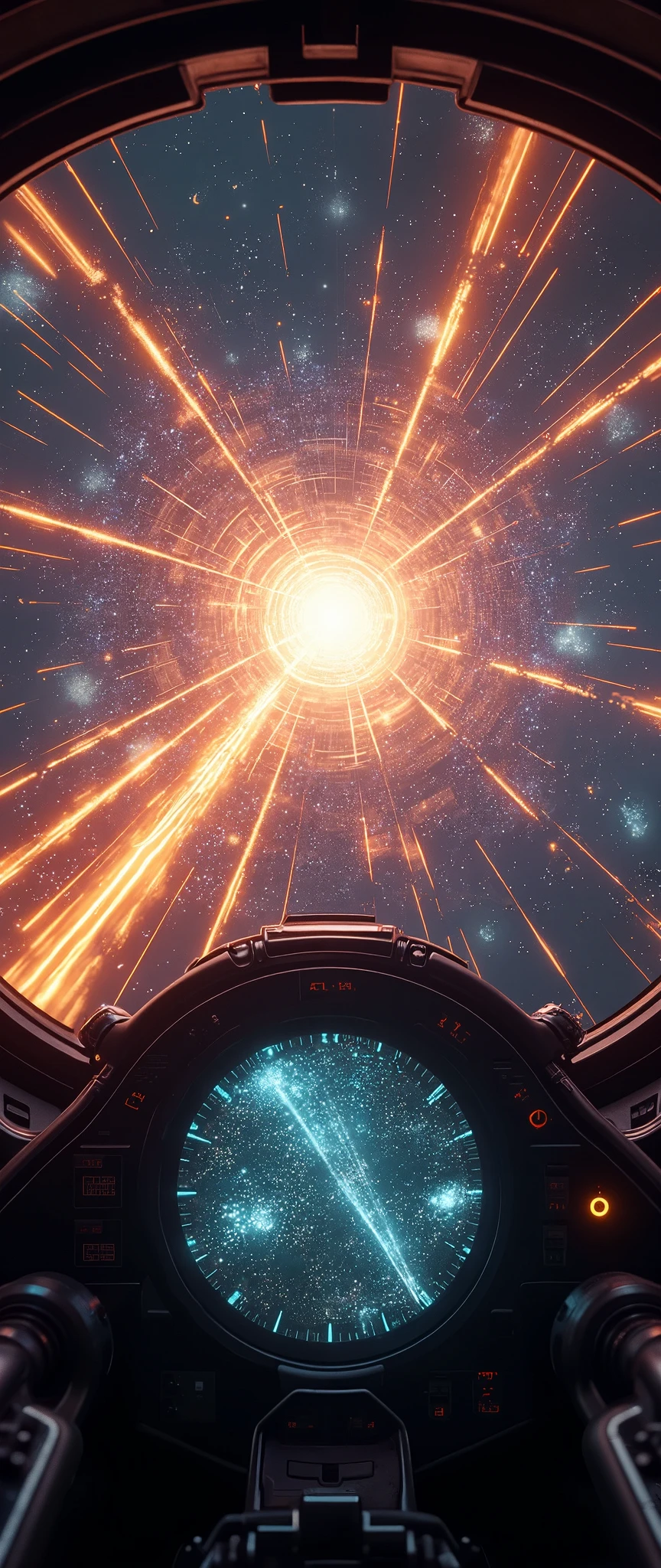 (masterpiece:1.2,Outstanding quality,Milonish,Cinematic Experience),8k,wallpaper,  universe船のコックピットからのワープビュー ,(  Warp view from spaceship cockpit representing super speed with beautiful lines of light  :2.0),(Wormhole), universe , Spectacular landscape painting ,(universe船のコックピットの写真  :2.0),dynamic