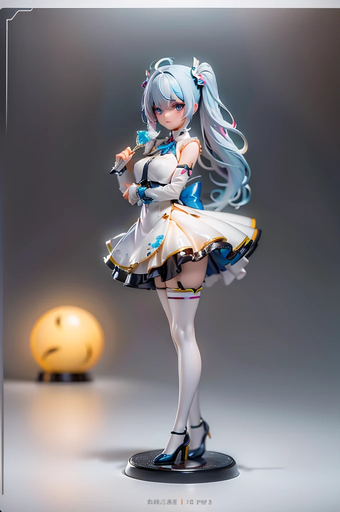 1girl,white hair,((twin tail, lightbule hair highlight)),orange eye,white princessdress,from front, full body, chibi, [realistic], [3d], (3dcg), ((octane render)), smile, closed mouth, (8k, RAW photo, best quality, masterpiece:1.2), ultra high res, (((realistic, photo-realistic))), professional lighting, detailed lighting, professional photography, f dynamic angle, high quality, high res, extremely detailed, bloom,depth of field, sketch, sharp focus, soft lighting, good composition, god light highlight, detailed, (((photorealistic details))), detailed skin, to8contrast style