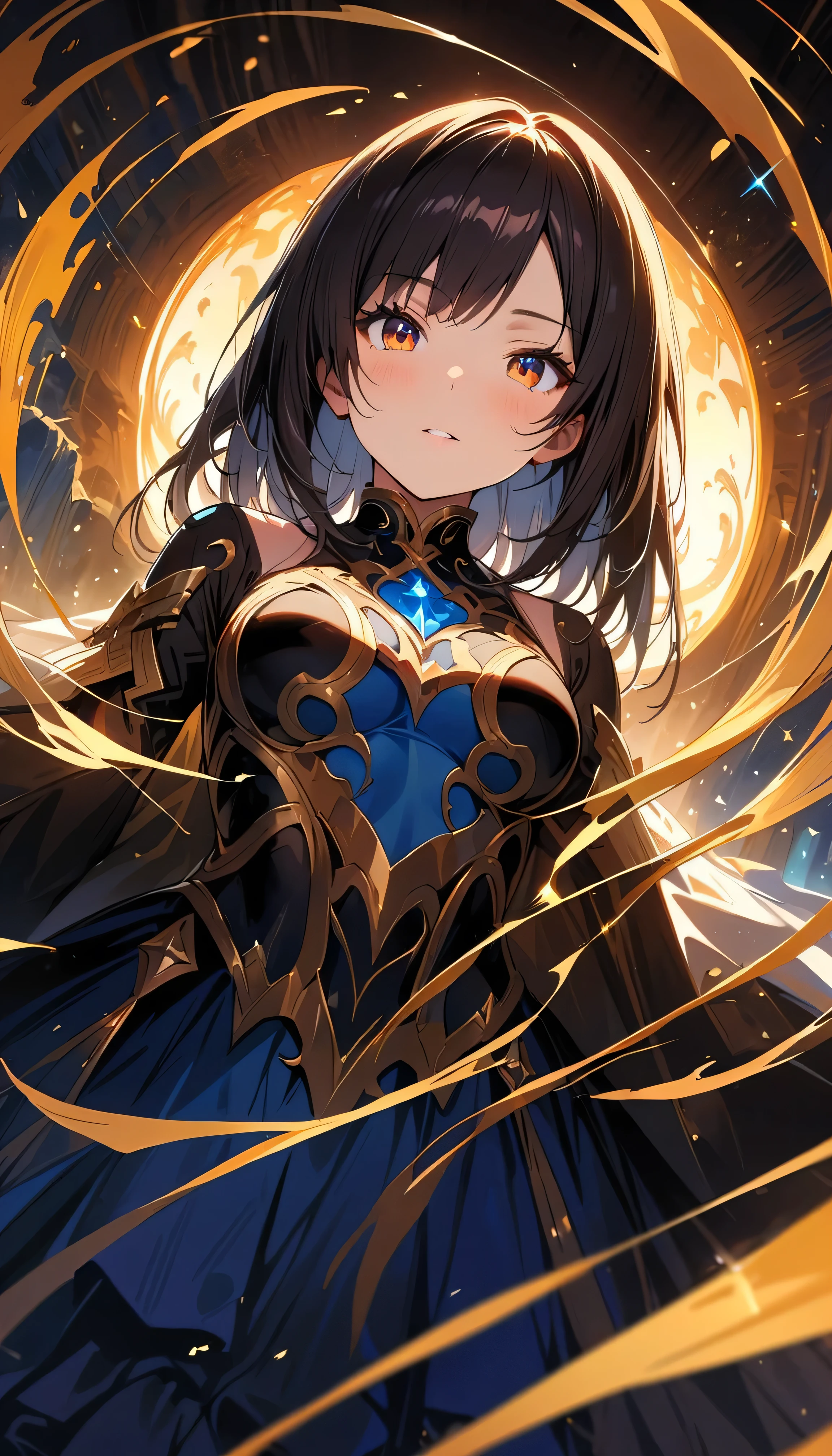 (Pressure booster),Transition(Fate Grand Order), Brown Skin, Shine_eye,masterpiece, Highest quality, Official Art, 8k wallpaper, Very detailed, figure, beautiful eye,A kind smile, Ink Painting,Small breasts, 1 girl,(Upper Body), Realistic,red eye,