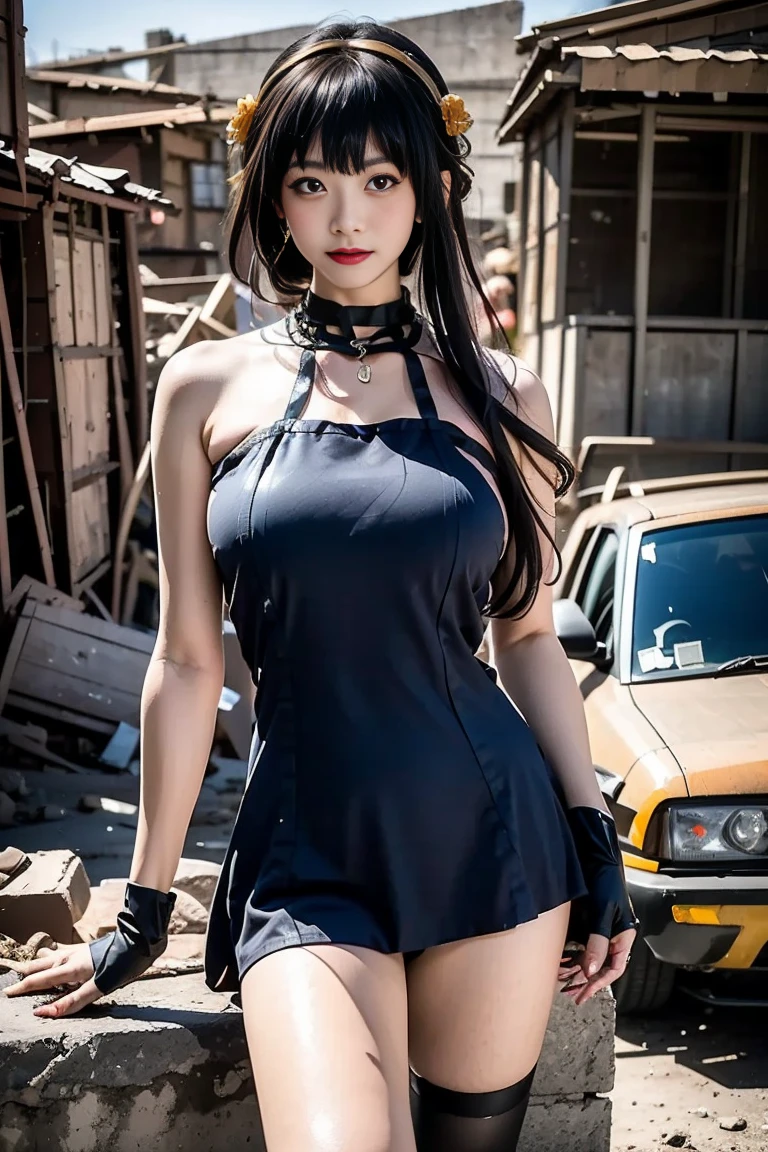  Front Focus :1.5,(8K RAWフォト,Live Shooting,  best quality , masterpiece:1.37), Extreme light and shadow,Cowboy shooting,（( 1 girl)）, Japanese Idol ,（Lonely）, 3d, staring at the audience:1.8,View, Perfect anatomical structure, 
 Joel Blair  ,rest（( Black Hair )）, long bangs :1.4, Brown Eyes , , (smile:0.5), (happy:0.9),Large Breasts, Rocket Drill ,Crack:1.1, rest（( Joel Blair  costume)）,rest（ Standing Posture）,(Navel exposed:0.8),rest（ The background is a desolate foreign cityscape）,Shen