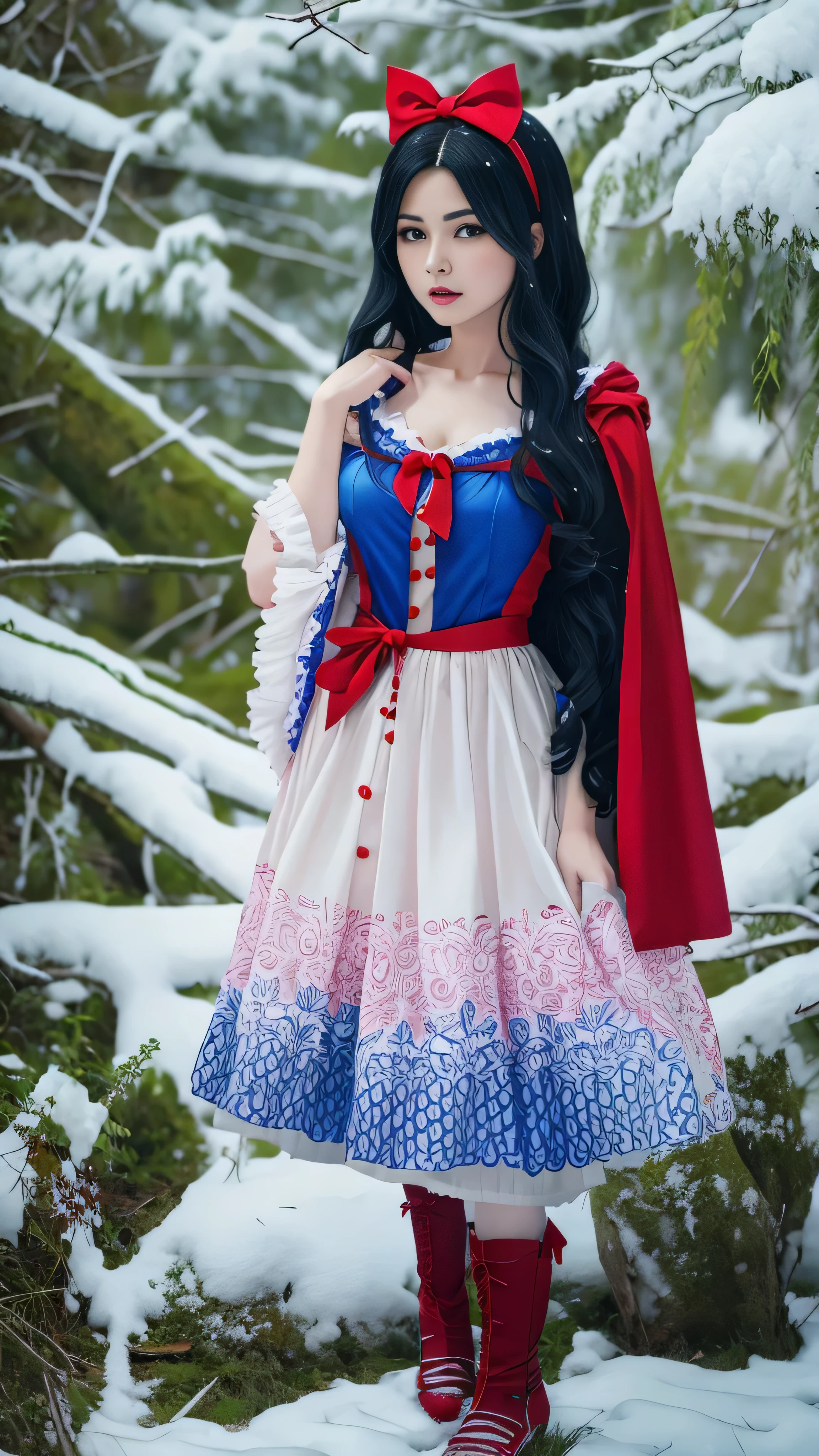 Red Bow, Snow White Dressed as Snow White , Beautiful Queen,  Realistic Cosplay ,  Marceline from Adventure Time,  Anime Girl Cosplay , 4K HD Snow White Hair ,  Beautiful Vampire Queen , d & D Snow White as a Fighter ,