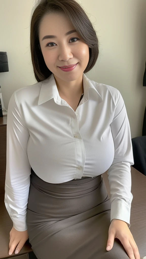 (nsfw:1.2),masterpiece,beautiful face,(1woman,1man),japanese woman,ultra detailed,white blouse,(at office),,(mature sensual female,seductive,black hair:1.2),38 years old,(tareme:1.2),curvy female,sweaty,beautiful,cround small nose,(man standing and woman kneeling and sucking man's penis,blowjob:1.2),