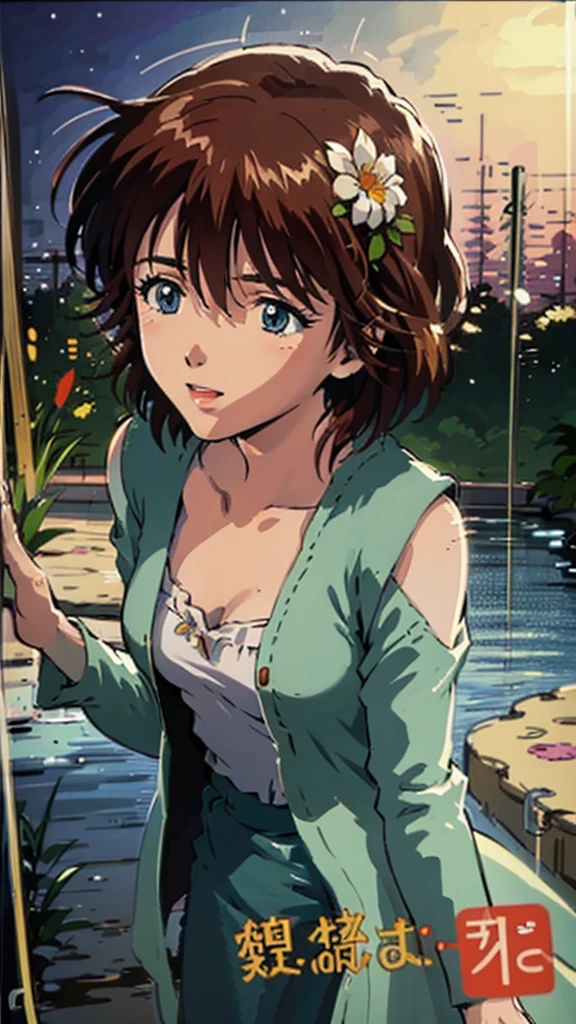 a beautiful adult woman, Mana Kirishima, standing in a sunny day, detailed face and expression, beautiful eyes, detailed lips, long eyelashes, delicate skin, elegant dress, colorful floral background, vibrant colors, cinematic lighting, realistic, photorealistic, ultra-detailed, 8k, best quality, masterpiece